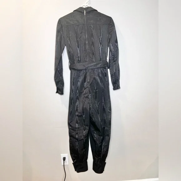 NWOT Gucci  Mock Neck Belted Moire Jumpsuit Romper Black Size 36/XS - Picture 9 of 12